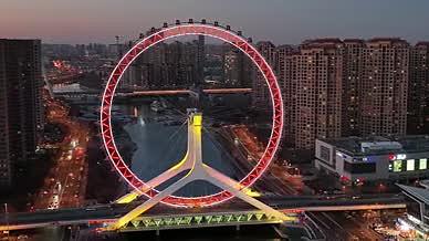天津市海河天津之眼摩天轮环绕航拍视频的预览图